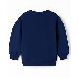 Babyhug Terry Knit Full Sleeves Sweatshirt With Love Embroidery - Navy Blue