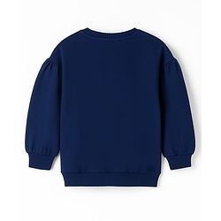 Babyhug Terry Knit Full Sleeves Sweatshirt With Love Embroidery - Navy Blue