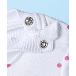 Babyhug Terry Knit Full Sleeves Sweatshirt With Polka Dot Print & Reversible Sequins - White