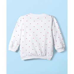 Babyhug Terry Knit Full Sleeves Sweatshirt With Polka Dot Print & Reversible Sequins - White