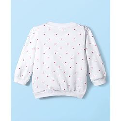 Babyhug Terry Knit Full Sleeves Sweatshirt With Polka Dot Print & Reversible Sequins - White