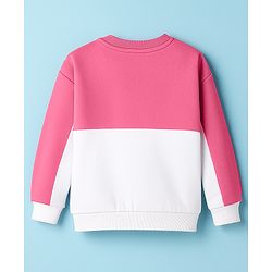 Babyhug Terry Knit Full Sleeves Cut & Sew Sweatshirt with Text Graphic - Pink & White