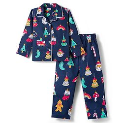 Babyhug 100% Cotton Woven Full Sleeves Co-ords Night Suit With Santa Print - Navy Blue