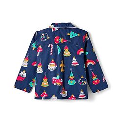 Babyhug 100% Cotton Woven Full Sleeves Co-ords Night Suit With Santa Print - Navy Blue