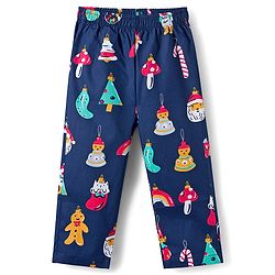 Babyhug 100% Cotton Woven Full Sleeves Co-ords Night Suit With Santa Print - Navy Blue