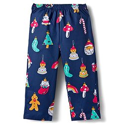 Babyhug 100% Cotton Woven Full Sleeves Co-ords Night Suit With Santa Print - Navy Blue