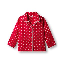 Babyhug Cotton Woven Full Sleeves Co-ords Night Suit With Polka Dot Print - Maroon