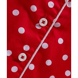 Babyhug Cotton Woven Full Sleeves Co-ords Night Suit With Polka Dot Print - Maroon