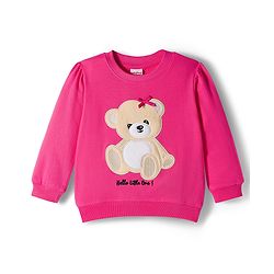 Babyhug Terry Knit Full Sleeves Sweatshirt with Bear Embroidery - Pink