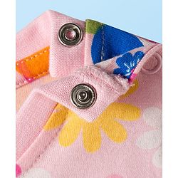 Babyhug Cotton Knit Full Sleeves Co-ords Night Suit With Floral Print - Pink