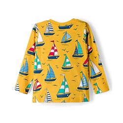 Babyhug Cotton Knit Full Sleeves Co-ords Night Suit With Nautical Theme Print - Yellow