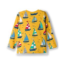 Babyhug Cotton Knit Full Sleeves Co-ords Night Suit With Nautical Theme Print - Yellow