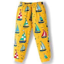 Babyhug Cotton Knit Full Sleeves Co-ords Night Suit With Nautical Theme Print - Yellow