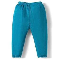 Babyhug Cotton Knit Full Sleeves Sweater Set With Stripes -Teal Blue & White