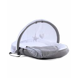 Babyhug 2-in-1 Premium Snuggle Nest with Mosquito Net & Diaper Changing Mat  White & Grey| for 012 Months Babies| Soft Breathable Fabric| Portable Baby Bed| New Born Gifting Option