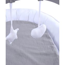 Babyhug 2-in-1 Premium Snuggle Nest with Mosquito Net & Diaper Changing Mat  White & Grey| for 012 Months Babies| Soft Breathable Fabric| Portable Baby Bed| New Born Gifting Option