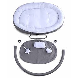Babyhug 2-in-1 Premium Snuggle Nest with Mosquito Net & Diaper Changing Mat  White & Grey| for 012 Months Babies| Soft Breathable Fabric| Portable Baby Bed| New Born Gifting Option