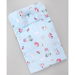 Babyhug Premium Sleeping Bag with Ultra Soft Bubble Lining Car Print - Blue| 100% Cotton| for 0-9 Months| Ultra Soft Lining| Smooth Zipper| All Season| Breathable & Cozy| Use as Carry Nest Mattress