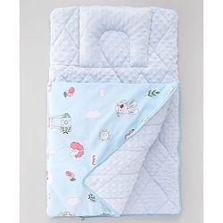 Babyhug Premium Sleeping Bag with Ultra Soft Bubble Lining Car Print - Blue| 100% Cotton| for 0-9 Months| Ultra Soft Lining| Smooth Zipper| All Season| Breathable & Cozy| Use as Carry Nest Mattress
