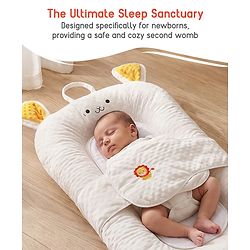 Babyhug Cozy Bubble Fabric Wraparound Sleep Nest for Newborns with Diaper Changing Mat - White| for 0 to 12 months| Soft Breathable Material| Supportive Base| Machine Washable| New Born Gifting Option