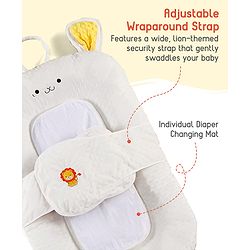 Babyhug Cozy Bubble Fabric Wraparound Sleep Nest for Newborns with Diaper Changing Mat - White| for 0 to 12 months| Soft Breathable Material| Supportive Base| Machine Washable| New Born Gifting Option
