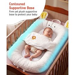 Babyhug Cozy Bubble Fabric Wraparound Sleep Nest for Newborns with Diaper Changing Mat - White| for 0 to 12 months| Soft Breathable Material| Supportive Base| Machine Washable| New Born Gifting Option
