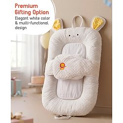 Babyhug Cozy Bubble Fabric Wraparound Sleep Nest for Newborns with Diaper Changing Mat - White| for 0 to 12 months| Soft Breathable Material| Supportive Base| Machine Washable| New Born Gifting Option