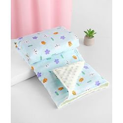 Babyhug Reversible Muslin Baby Blanket with Bubble Fabric Bear Bee Print - Green| New Born & Toddler Gifting| Machine Washable| Baby Safe| Travel Friendly| 0 - 12 Months