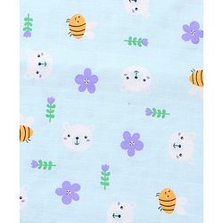 Babyhug Reversible Muslin Baby Blanket with Bubble Fabric Bear Bee Print - Green| New Born & Toddler Gifting| Machine Washable| Baby Safe| Travel Friendly| 0 - 12 Months