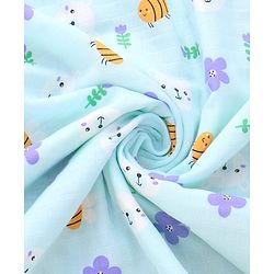 Babyhug Reversible Muslin Baby Blanket with Bubble Fabric Bear Bee Print - Green| New Born & Toddler Gifting| Machine Washable| Baby Safe| Travel Friendly| 0 - 12 Months