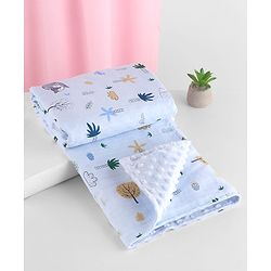 Babyhug Reversible Muslin Baby Blanket with Bubble Fabric Bear Bee Print - Green| New Born & Toddler Gifting| Machine Washable| Baby Safe| Travel Friendly| 0 - 12 Months