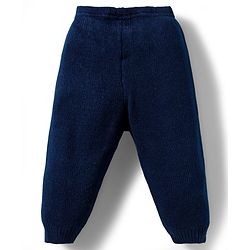 Babyhug Knitted Full Sleeves Striped Sweater Set - Navy Blue