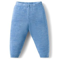 Babyhug Knitted Full Raglan Sleeves Striped Sweater Set - Light Blue