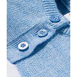 Babyhug Knitted Full Raglan Sleeves Striped Sweater Set - Light Blue