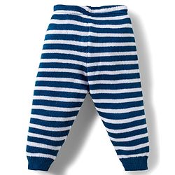 Babyhug Knitted Full Sleeves Striped Co-ord Sweater Set - Blue & White