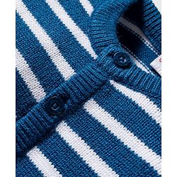 Babyhug Knitted Full Sleeves Striped Co-ord Sweater Set - Blue & White