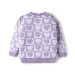 Babyhug Knit Full Sleeves Solid Color Pullover Sweater Set with Heart Design - Lavender