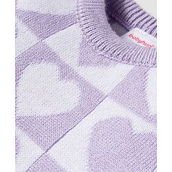 Babyhug Knit Full Sleeves Solid Color Pullover Sweater Set with Heart Design - Lavender