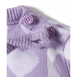 Babyhug Knit Full Sleeves Solid Color Pullover Sweater Set with Heart Design - Lavender