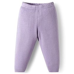 Babyhug Knit Full Sleeves Solid Color Pullover Sweater Set with Heart Design - Lavender