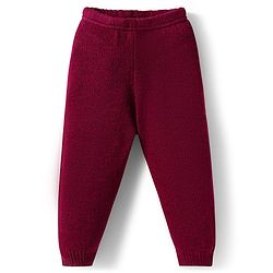 Babyhug Knitted Full Sleeves Solid Sweater Set - Maroon