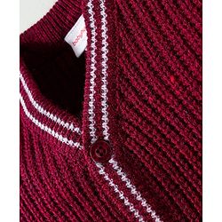 Babyhug Knitted Full Sleeves Solid Sweater Set - Maroon