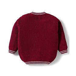 Babyhug Knitted Full Sleeves Solid Sweater Set - Maroon