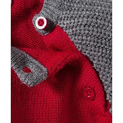 Babyhug Knitted Full Raglan Sleeves Sweater Set With Color Block Design - Navy Blue Red & Grey