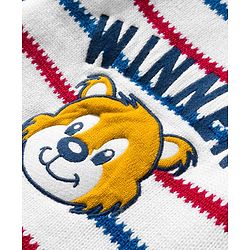 Babyhug Knitted Full Raglan Sleeves Striped Sweater Set With Animal Embroidery - White & Blue