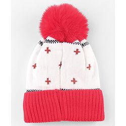 Babyhug Knit Woollen Cap With Teddy Bear Design Brown - Diameter 9 cm