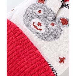 Babyhug Knit Woollen Cap With Teddy Bear Design Brown - Diameter 9 cm