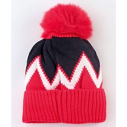 Babyhug Knit Woollen Cap Black & Red - Diameter 9 cm