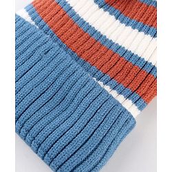 Babyhug Knit Striped Woollen Cap Blue & Brown - Diameter 9 cm
