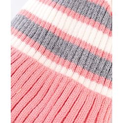 Babyhug Knit Striped Woollen Cap Blue & Brown - Diameter 9 cm